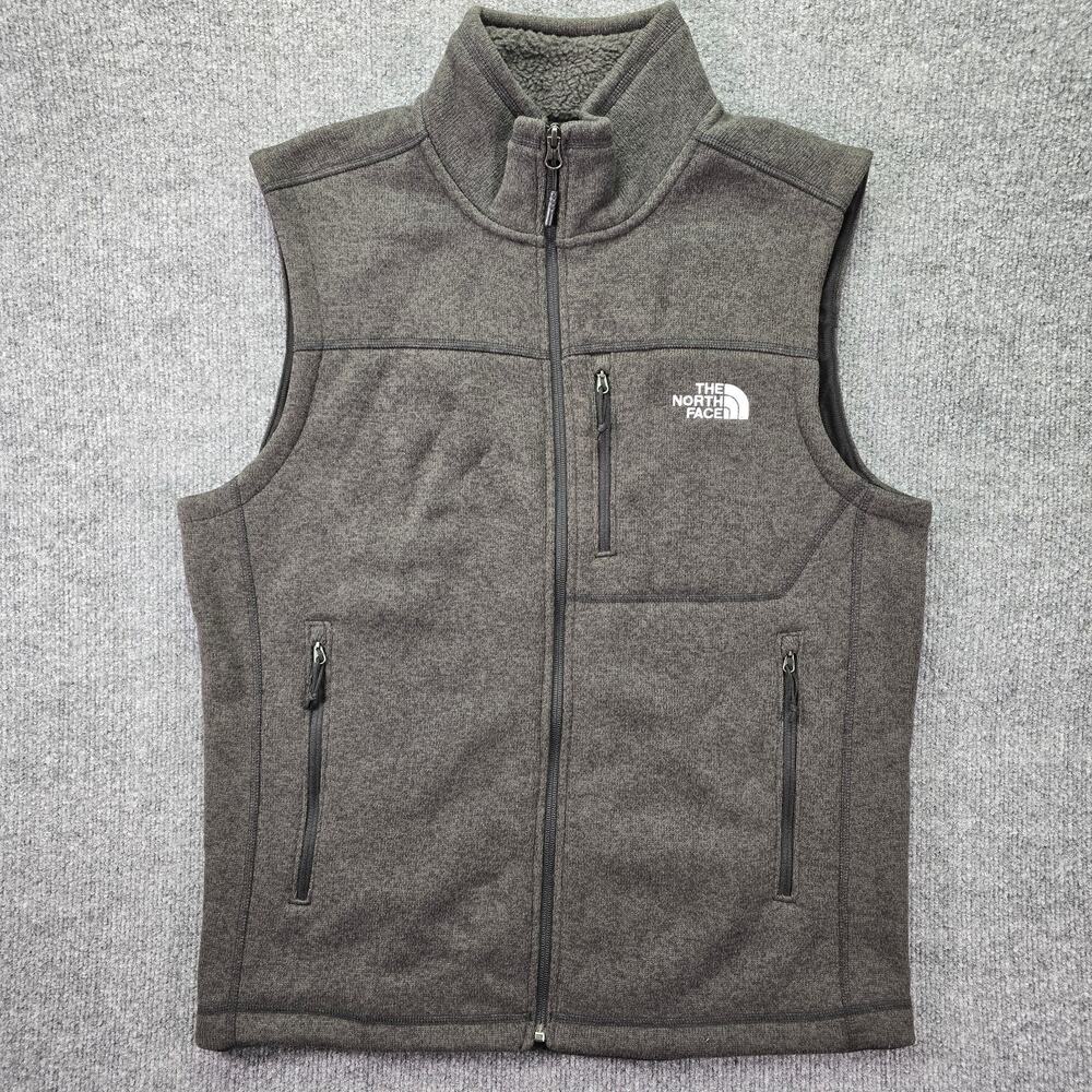 The North Face Gordon Lyons Vest Mens Medium Charcoal Gray Full Zip Fleece
